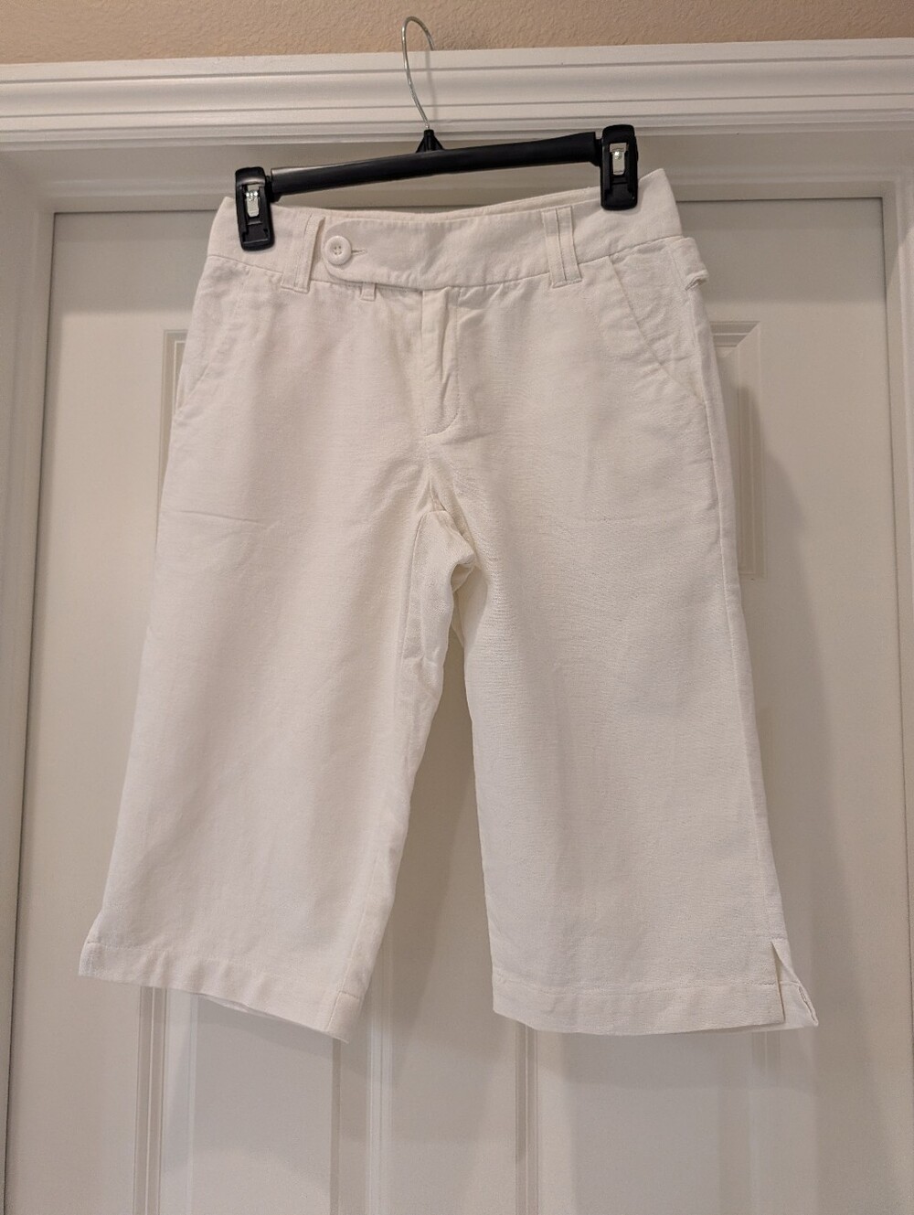 Bess White Linen Cotton Long Shorts Size Small